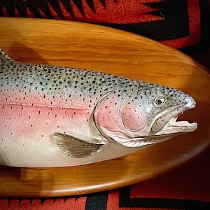 Rainbow Trout Wood Carving At The Cabin